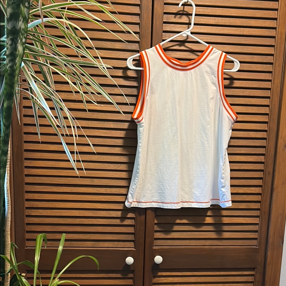 Hunter White Tank Top with Orange Trim